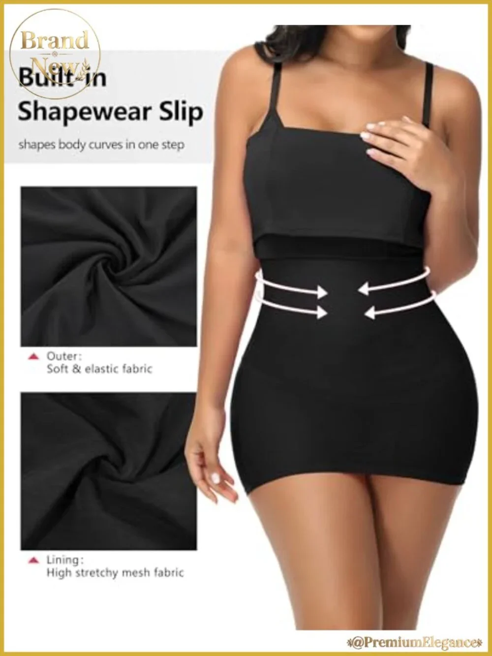 Deep V Neck Bodycon Mini Dress with Built-in Shapewear Slip Tummy Control Night